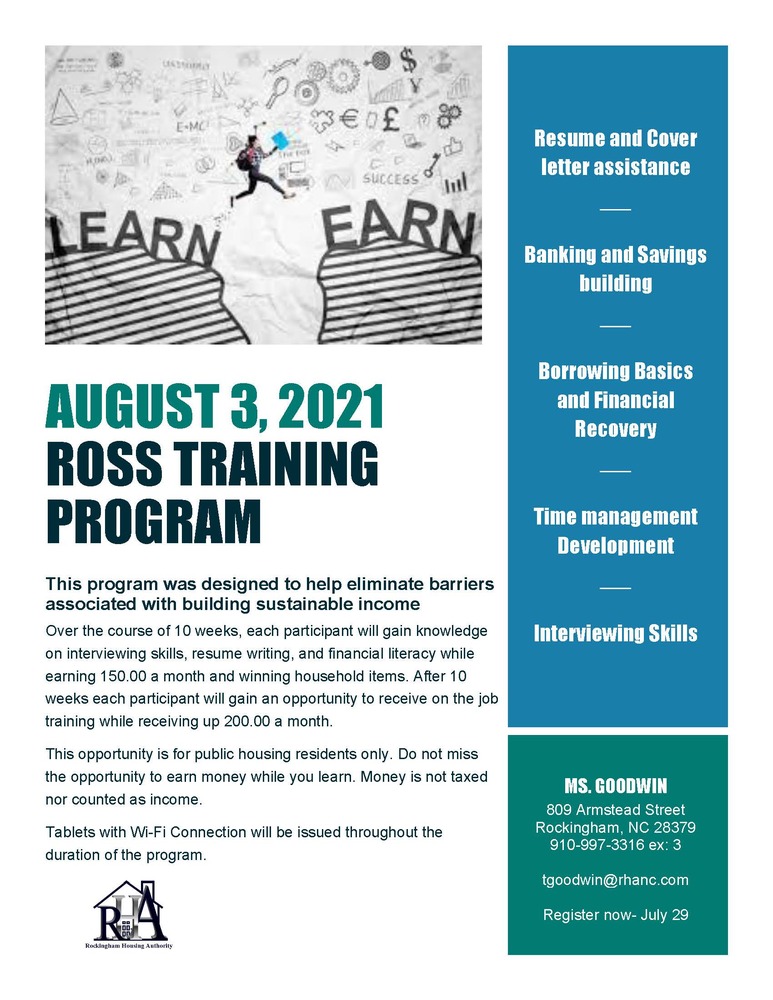 ROSS training program flyer - content above